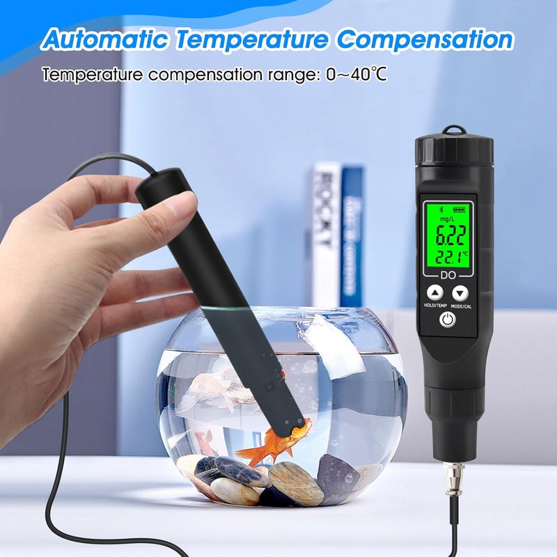LYCEBELL Dissolved Oxygen Meter with Bluetooth Filling Fluid Range:0-30mg/L, with Automatic Temperature Compensation Function,Pen Type Dissolved Oxygen Test Kit for Aquarium, Ponds, Aquaculture - Image 5